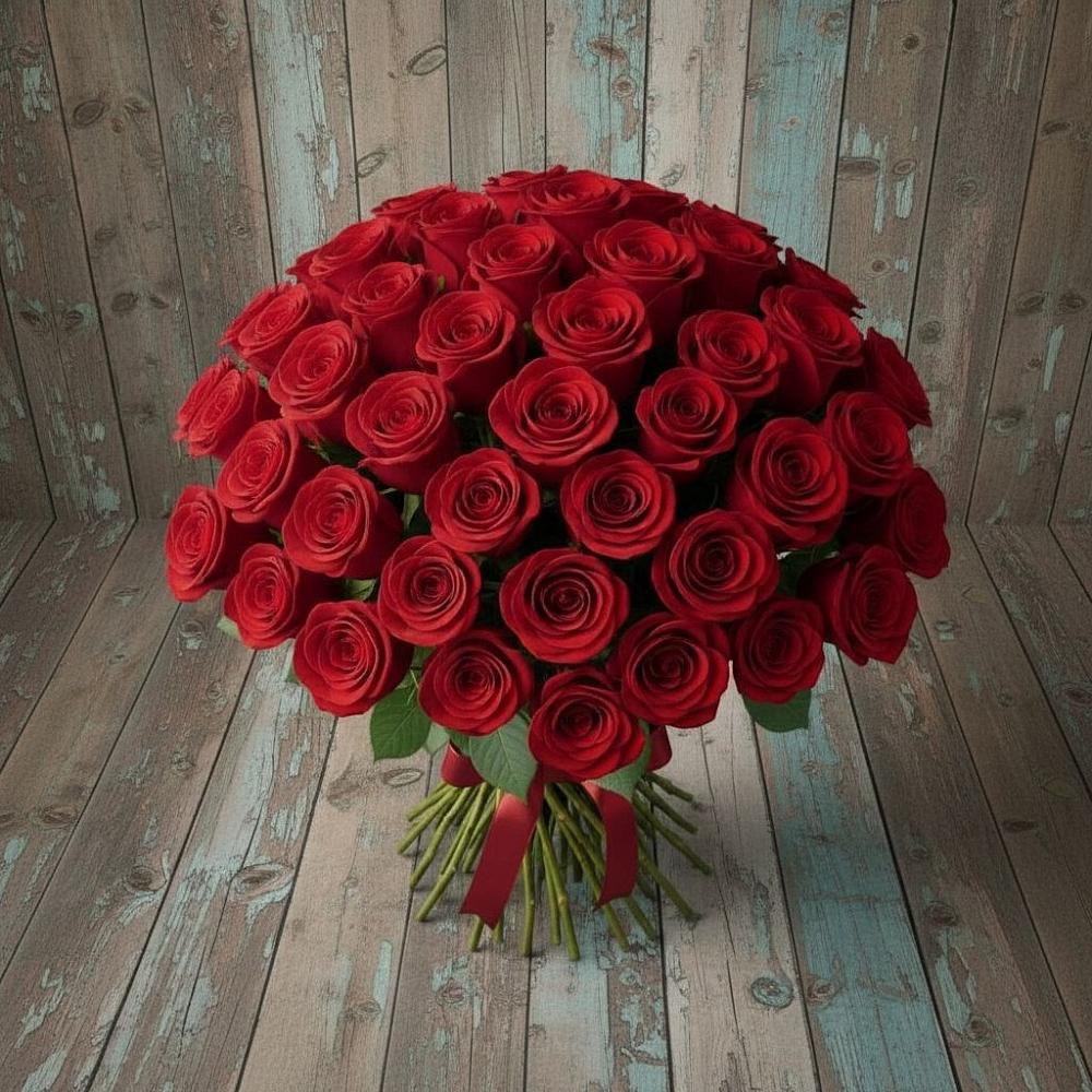 Букет 55 Красных роз Фридом в Камень-Рыболове