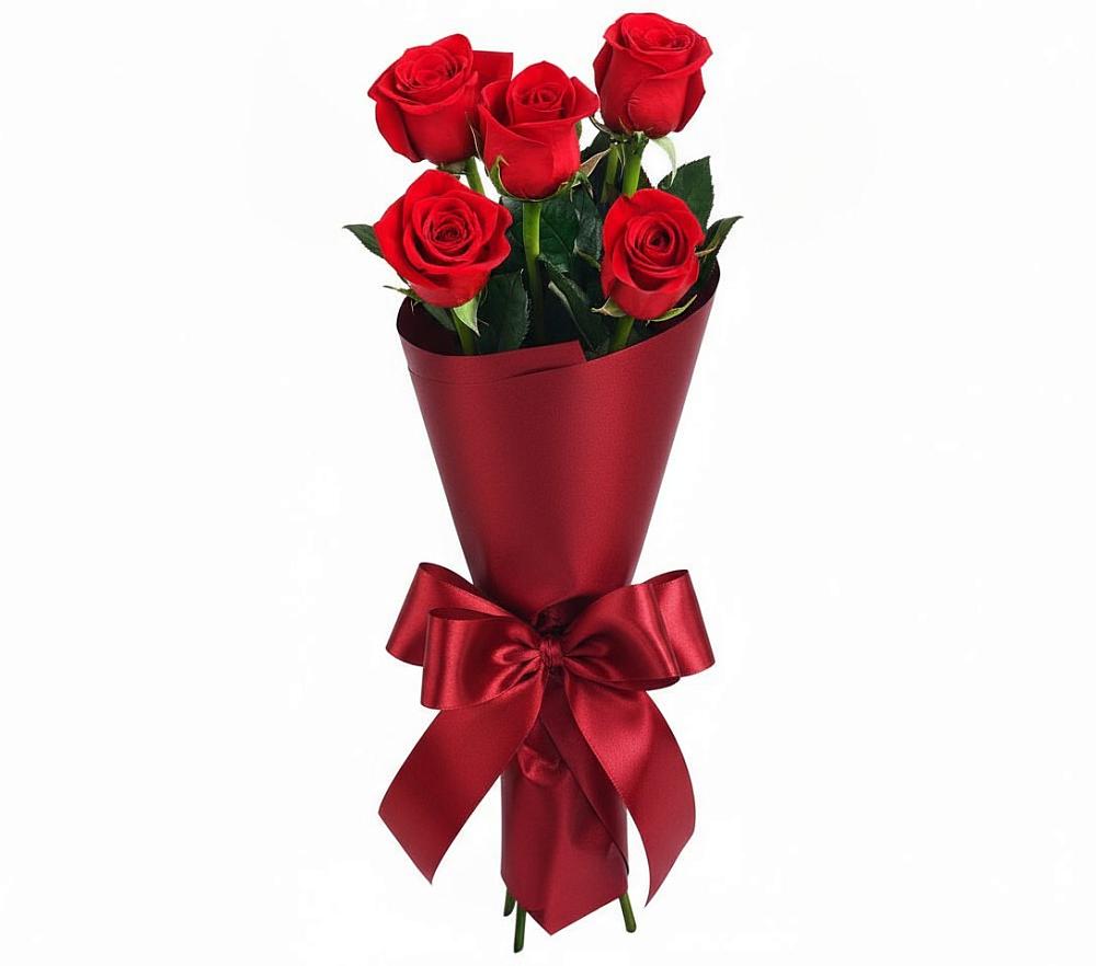 Букет 5 Красных роз Эдлесс Лав в Камень-Рыболове