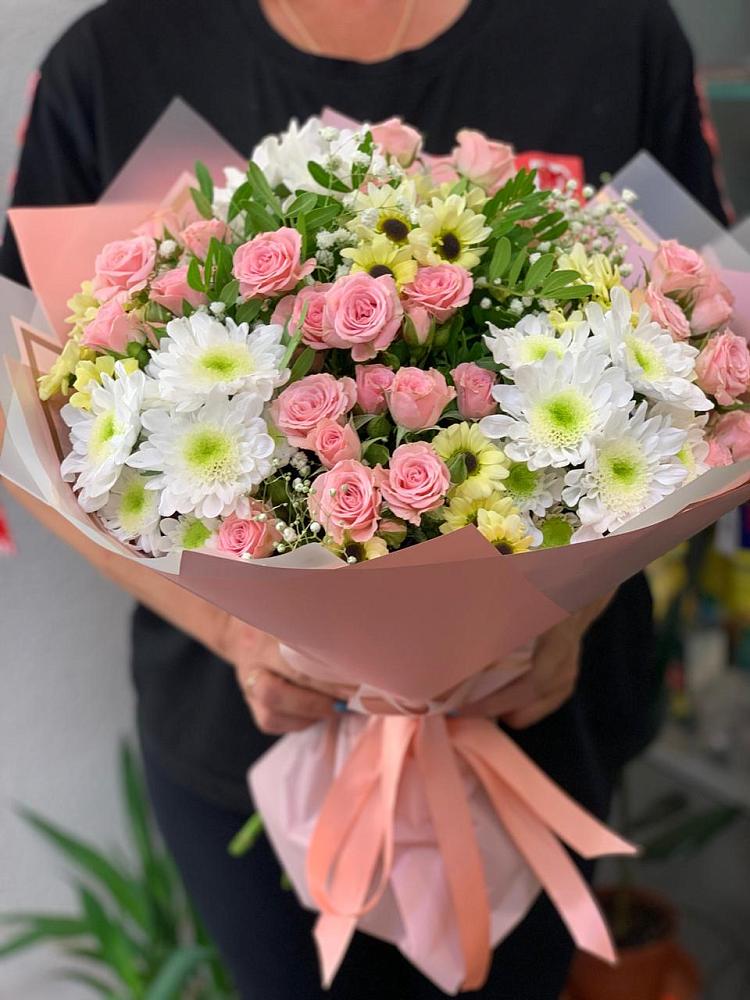 Букет цветов из: Розы и Хризантемы в Камень-Рыболове