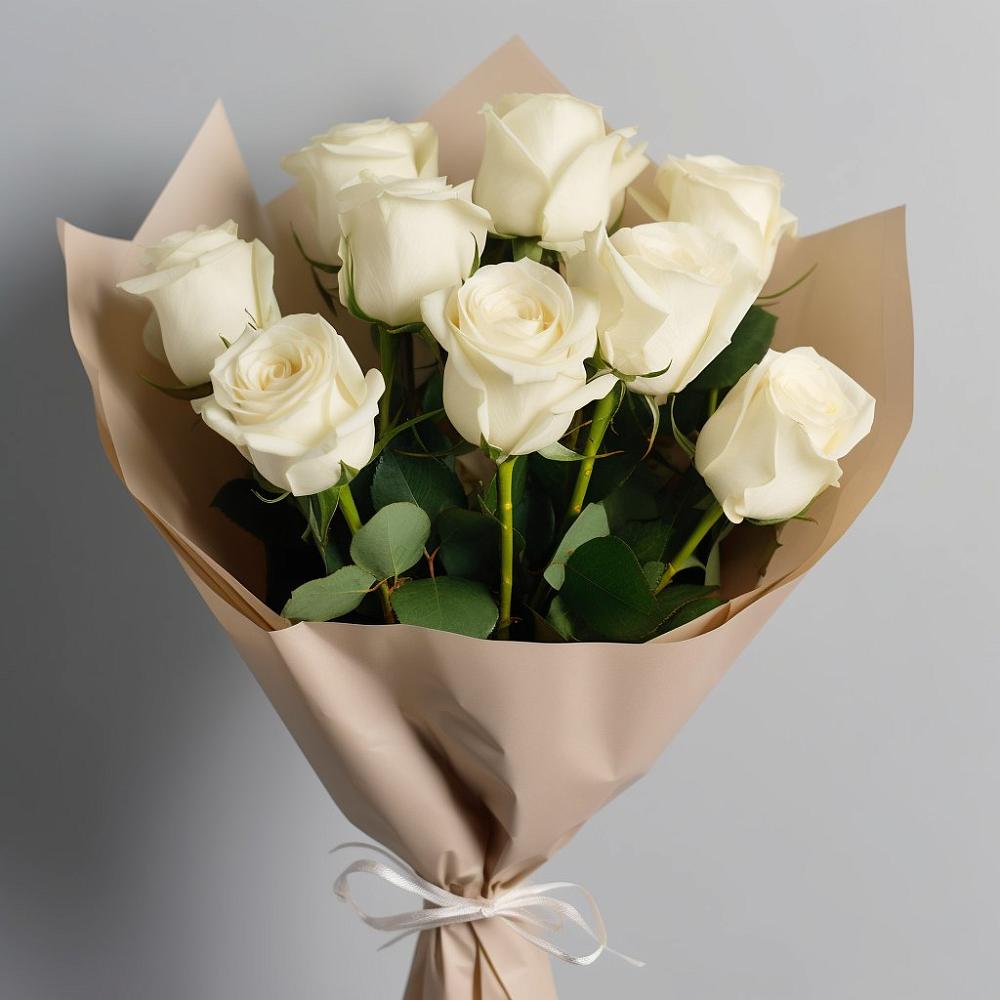 Букет 9 Белых роз Эдлесс Лав в Камень-Рыболове