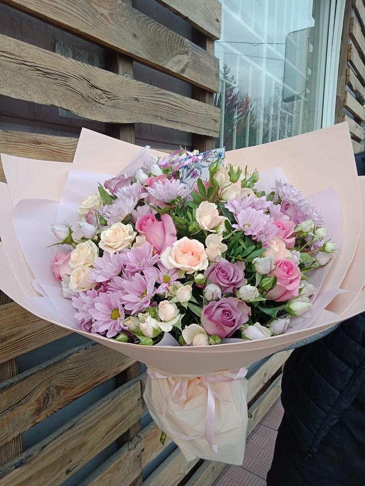 Букет цветов из: Розы и Хризантемы в Камень-Рыболове