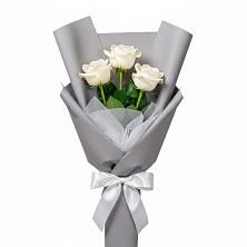 Букет 3 белые розы в Камень-Рыболове