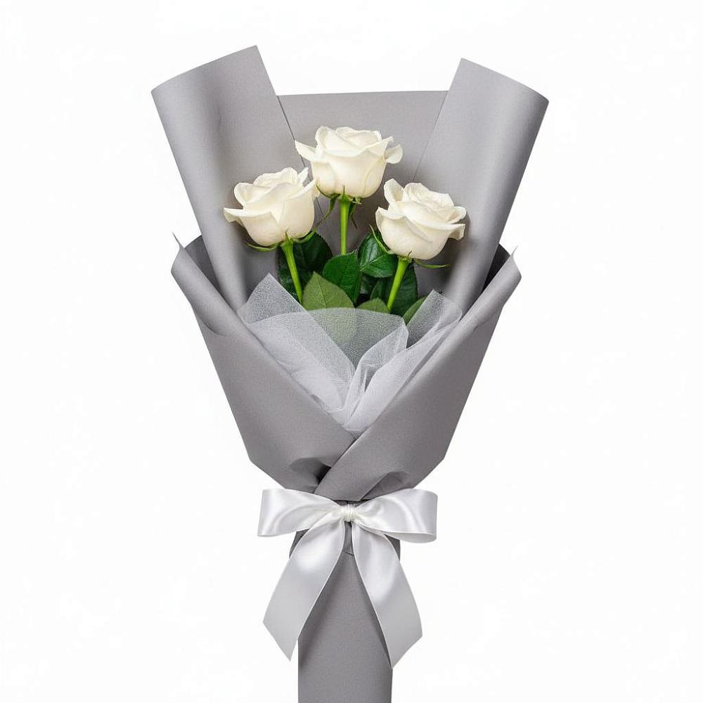 Букет 3 белые розы в Камень-Рыболове