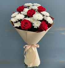 Букет цветов из:  Розы и Хризантемы в Камень-Рыболове