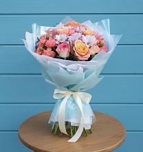 Букет цветов из:  Хризантемы и Розы #REPLACE_PRED# Камень-Рыболове