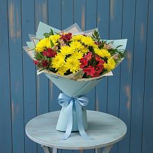 Букет цветов из:  Альстромерии и Хризантемы в Камень-Рыболове