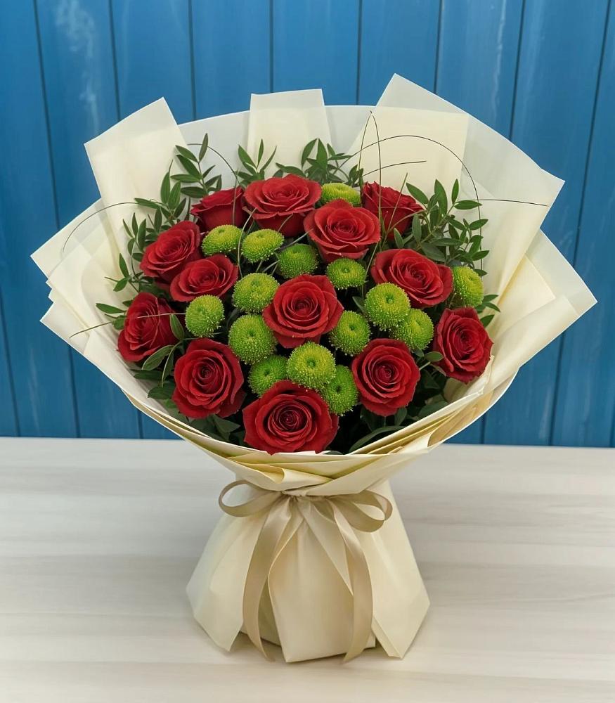 Букет цветов из: Розы и Хризантемы в Камень-Рыболове