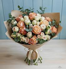 Букет цветов из:  Альстромерии и Розы в Камень-Рыболове